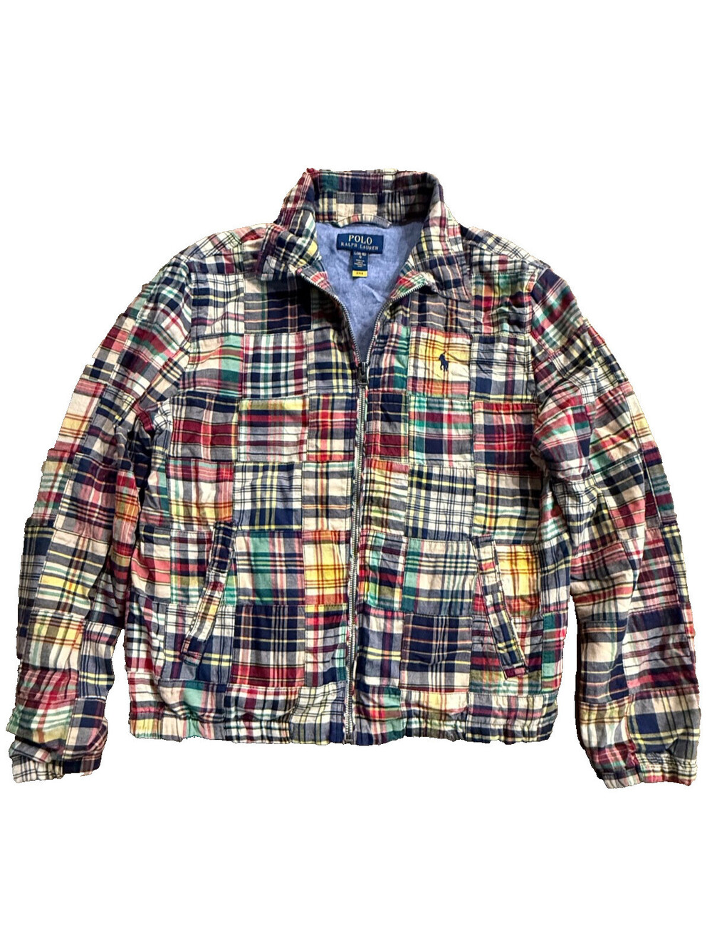 Polo Ralph Lauren Boys Patchwork Madras Jacket Multi Plaid Size L  14-16